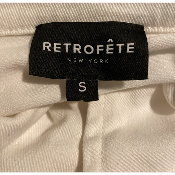 Retrofete Ellis Jumpsuit Optic White 3/4 Sleeve Front Zip Cotton Stretch Waist S - Picture 9 of 11